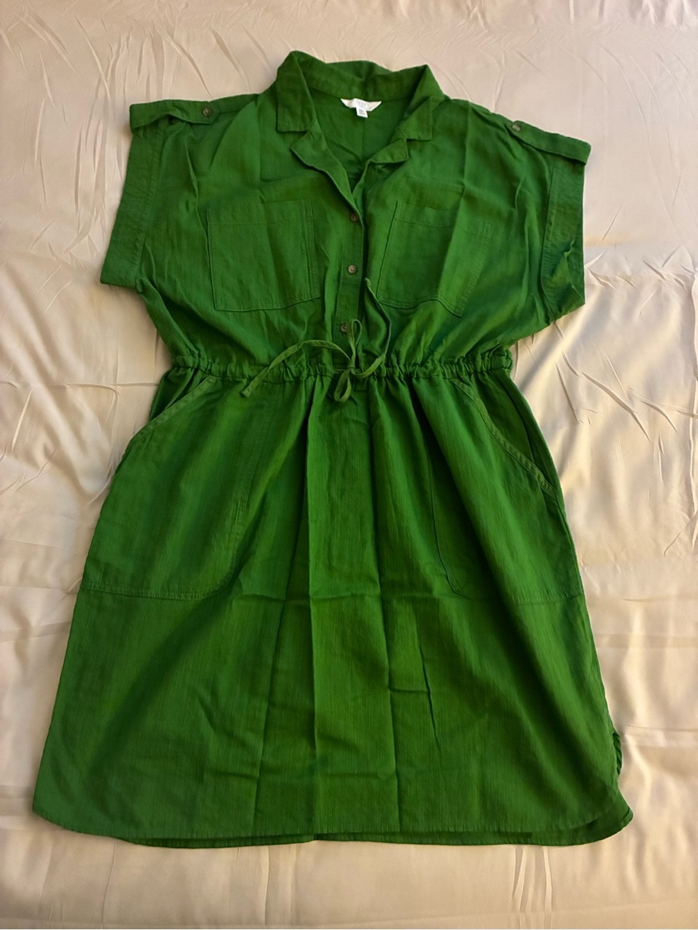Time and Tru Green Drawstring Shirt Dress